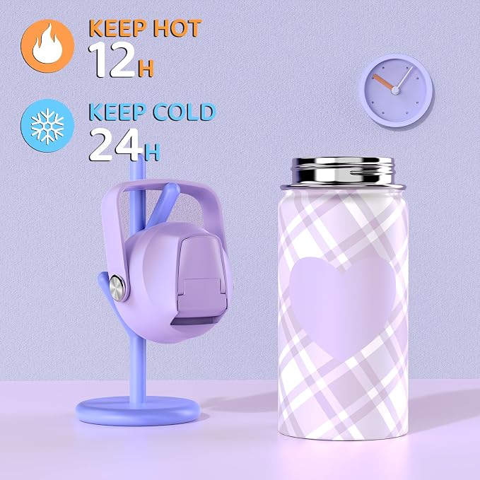ACESAK Backpack for Girls with Insulated Water Bottle, Bookbag Backpack for Girls Kids, 14oz Kids Water Bottle Stainless Steel, Lunch Bag & Pencial Case, Back To School Gift (Purple) - Image 3