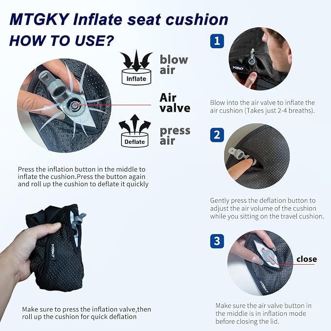 Upgrade Travel Seat Cushion for Airplane,Portable&Adjustable Air Seat Cushion,Coccyx Tailbone Pain Relief Chair Pad,Inflatable Cushion for Wheelchair, Travel,Driving,Office Work (Butterfly) - Image 6