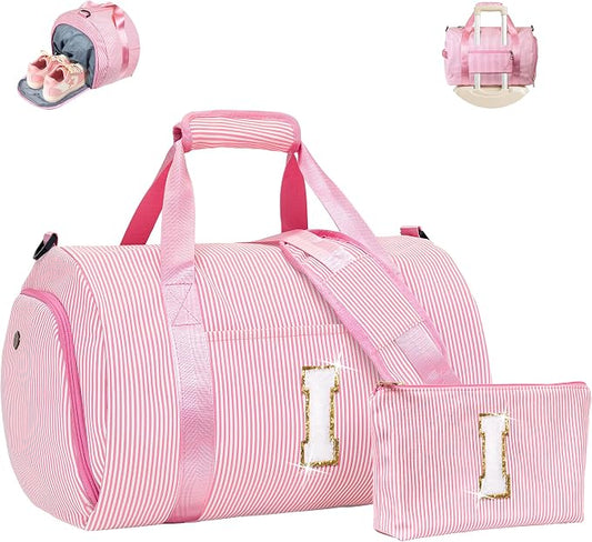 Birthday Gift for Grandkids, Girls Travel Duffle Bag, Kids Initial Overnight Bags with Shoe Compartment, Personalized Weekender Bag with Makeup Pouch, Sweet 16 Gifts for Girl (Letter I) by Vogewood