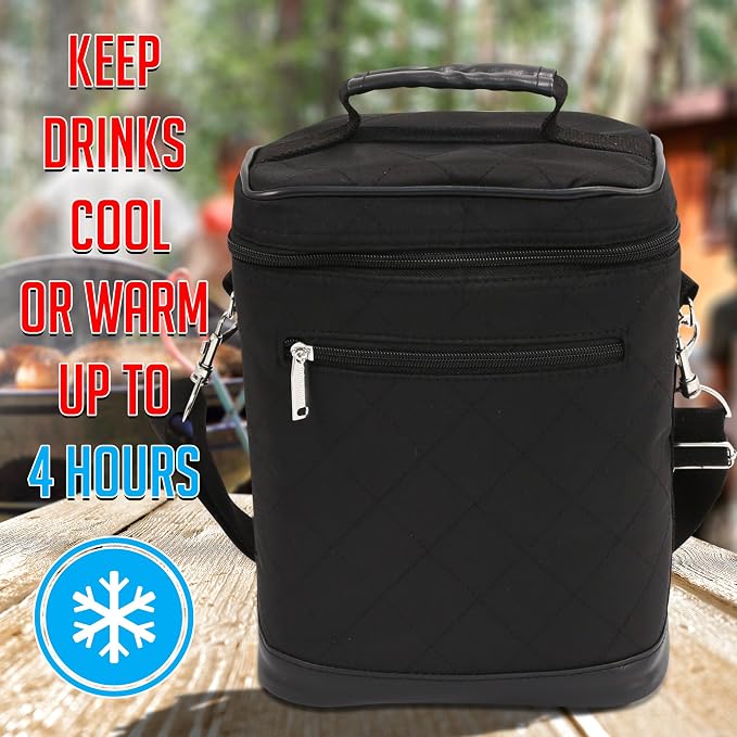 Primeware 6 Pack Bottle Beer Bag Extra Thick Insulation Keeps Drinks Cold Multi-Use for Water, Beer, Coffee or Any Other Beverage, BYOB & Barbecues (Black) - Image 3