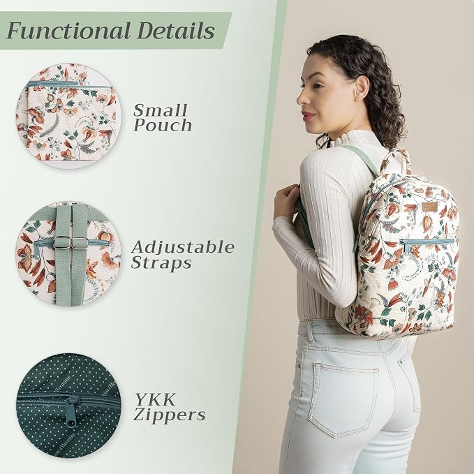 Maison d' Hermine Backpack for Women Men Cotton Shoulder Multipurpose Rucksack with Small Pouch Lightweight Multi Pocket Bag for Travel Work Beach Perfect for Spring Summer (Dalida) - Image 4