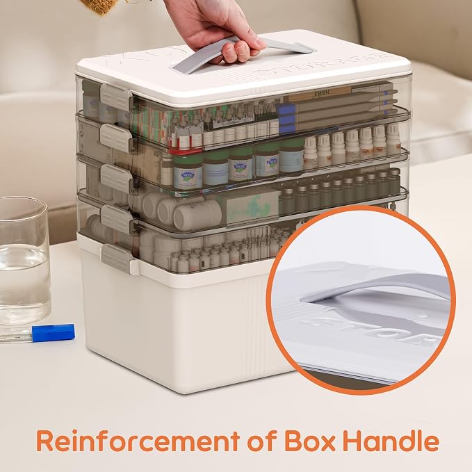 Citylife 5-Tier Medicine Organizer, Portable Medicine Cabinet First Aid Kit with Handle, Multi-Purpose Organizer for Family First Aid, Home, Travel - Image 5