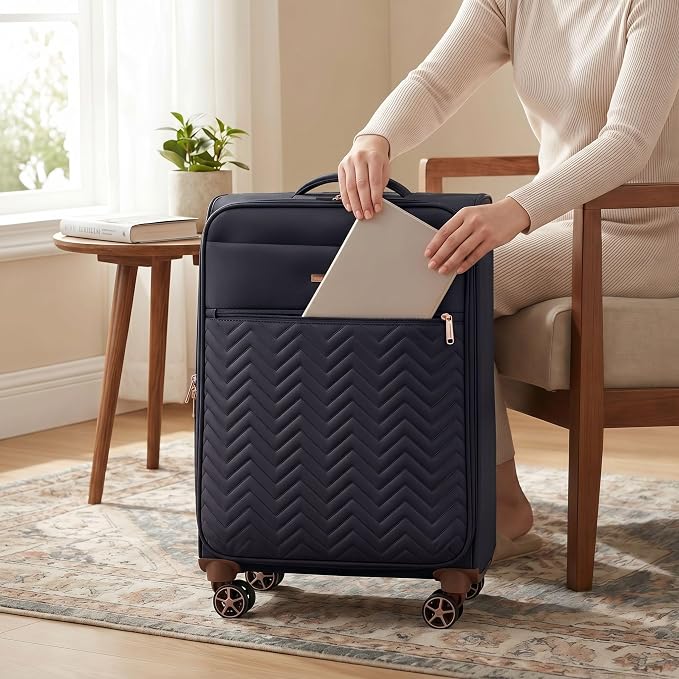 Travelhouse 4-Piece Softside Luggage Set with Spinner Wheels | Lightweight expandable suitcases: 16" underseat duffel bag + 20" carry-on + 24" + 28" checked - Image 2