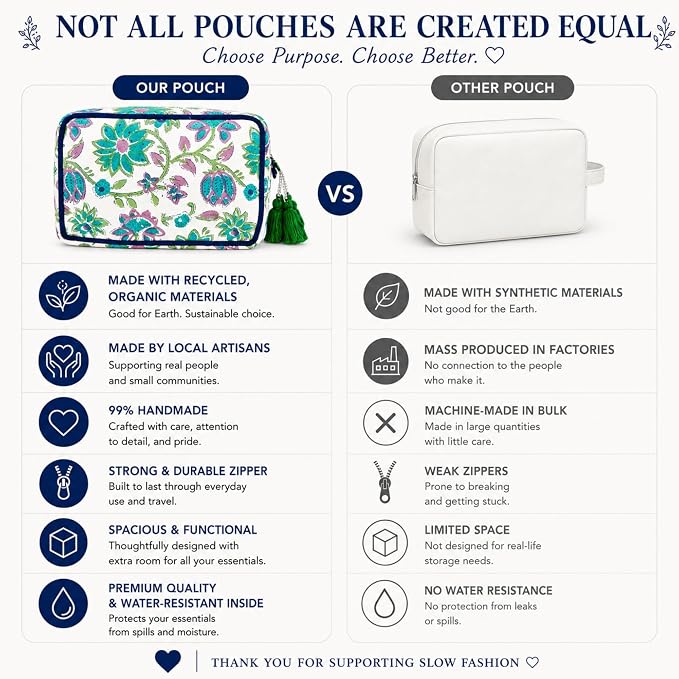 Travel Makeup Bag- Large Capacity Cosmetic Bags for Women - Water Resistance Lining Portable Pouch & Open Toiletry Bag - Perfect Girls Makeup Organizer for Travel Essentials (White & Green Floral) - Image 4