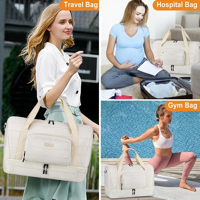 Travel Weekender Bag for Women, 21" Overnight Bag with Shoe Compartment 50L Large Travel Duffel Bag Carry On Tote for Weekend, Overnight, Business Trips, Water Resistant - Image 7