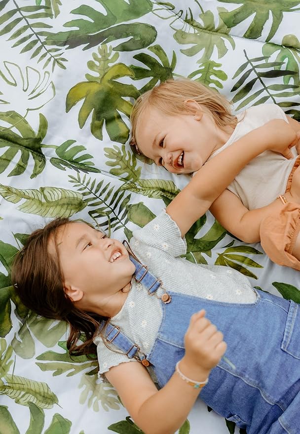 Little Unicorn 5'x10' XL Outdoor Family Picnic & Beach Blanket | Durable & Water-Resistant Fabric | Compact Fold & Easily Wipes Clean | Zipper Pocket (Tropical Leaf) - Image 5
