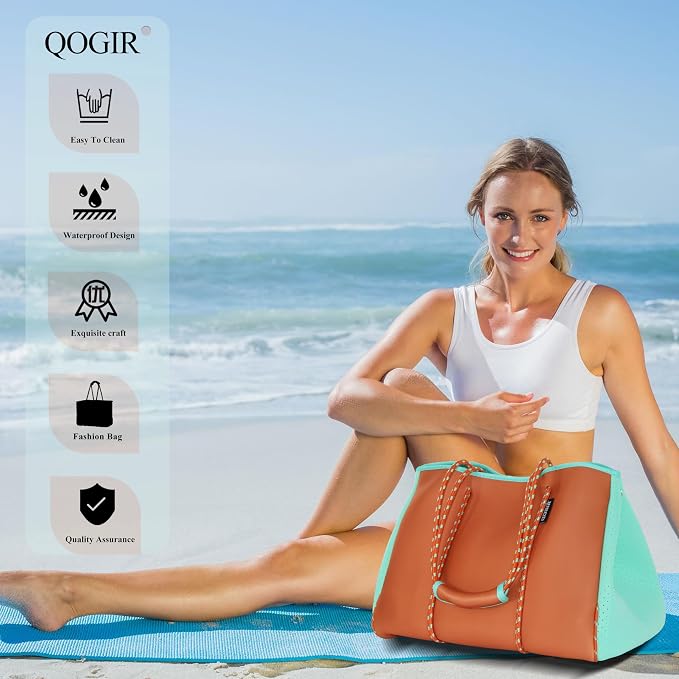 QOGiR Neoprene Multipurpose Beach Bag Tote with Inner Zipper Pocket … … … … - Image 5