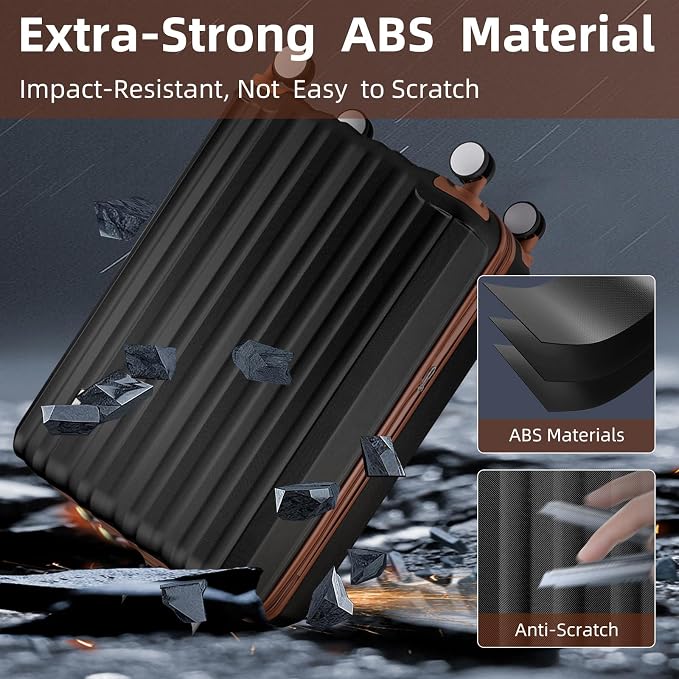LARVENDER Luggage Sets 6 Piece, Suitcases With Wheels, Expandable Hardshell Carry on Luggage Suitcase Set, Lightweight Travel Luggage Set with TSA Locks for Men and Women, Black - Image 4