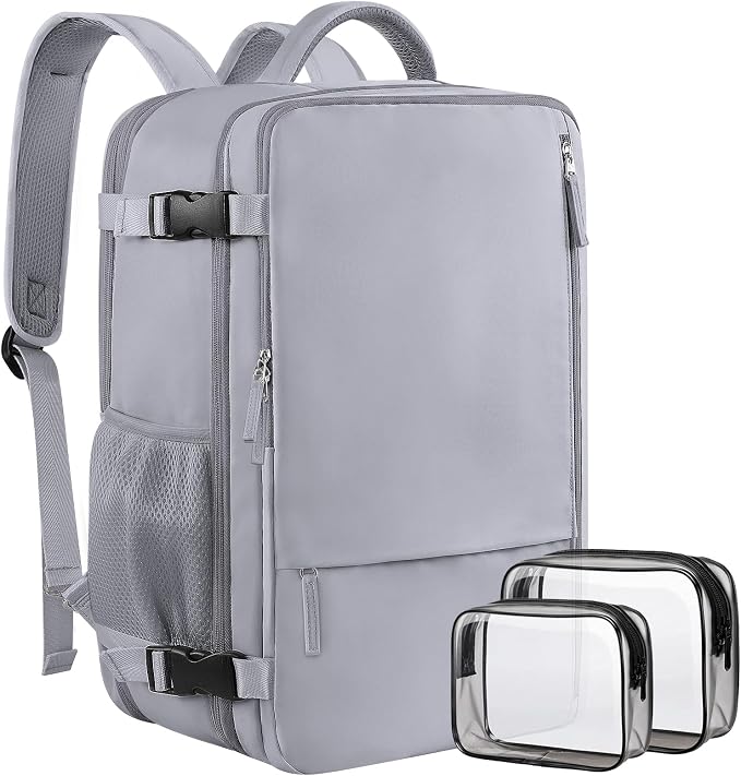 Sinaliy Travel Backpack for Men and Women, 17 Inch Laptop Backpack | Waterproof Large Expandable College Bookbag, as Person Item Flight Approved with Anti Theft Pocket and Wet Pocket, Grey by Sinaliy