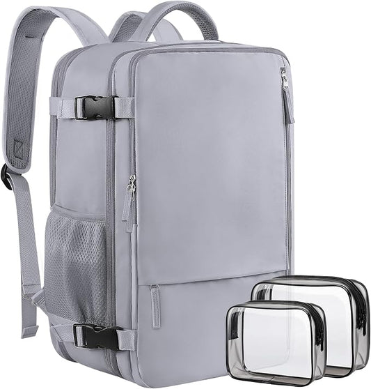 Sinaliy Travel Backpack for Men and Women, 17 Inch Laptop Backpack | Waterproof Large Expandable College Bookbag, as Person Item Flight Approved with Anti Theft Pocket and Wet Pocket, Grey by Sinaliy