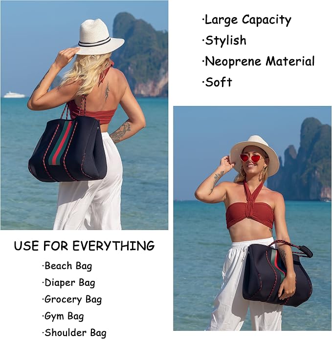 QOGiR Neoprene Multipurpose Beach Bag Tote with Inner Zipper Pocket … … … … - Image 9