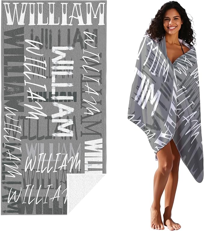 JML Personalized Beach Towel with Name, Custom Beach Towel with Name, Customized Microfiber Pool Towel, Quick Dry & Absorbent Swim Towel for Adult,Anniversary, Birthday, Summer Holiday,Vacation - Image 2