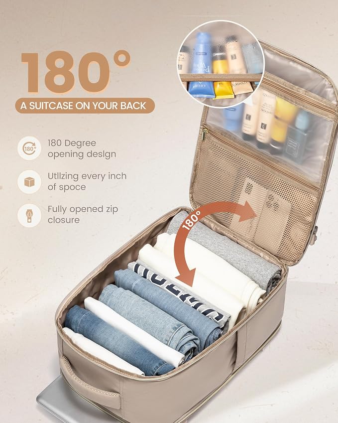 LOVEVOOK Travel Backpack Carry on Flight Approved 50L,Waterproof TSA Travel Essentials Personal Item Backpack for Women Men,Large Carry on Luggage Suitcase Travel Bag for Airplane with 3 Packing Cubes - Image 3