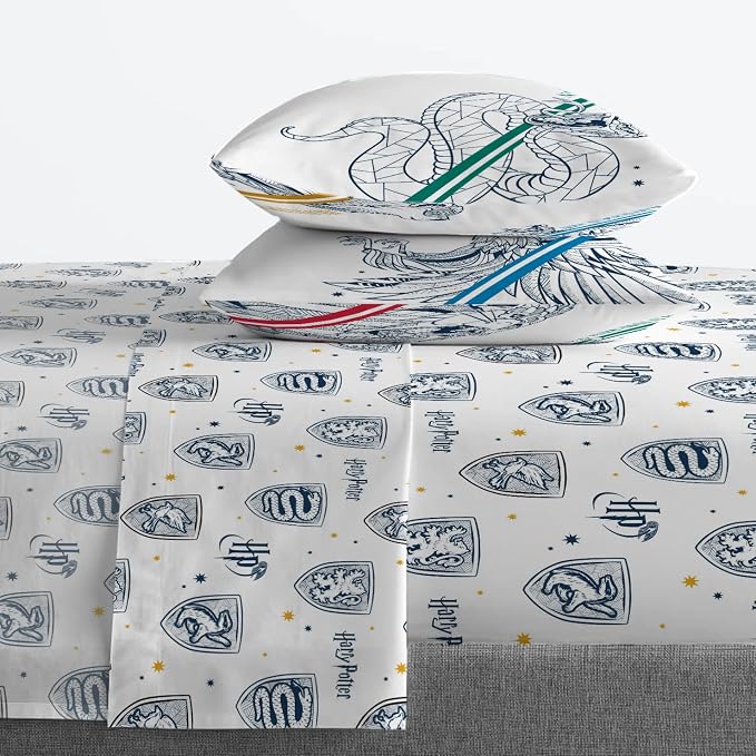 Harry Potter Queen Comforter Set 7 Piece Kids Bedding, Gray | Hogwarts, Bed in a Bag, Comforter Sheets Shams Pillowcases, Official Brand, Soft Microfiber, Machine Washable, Kids Gift - Image 4