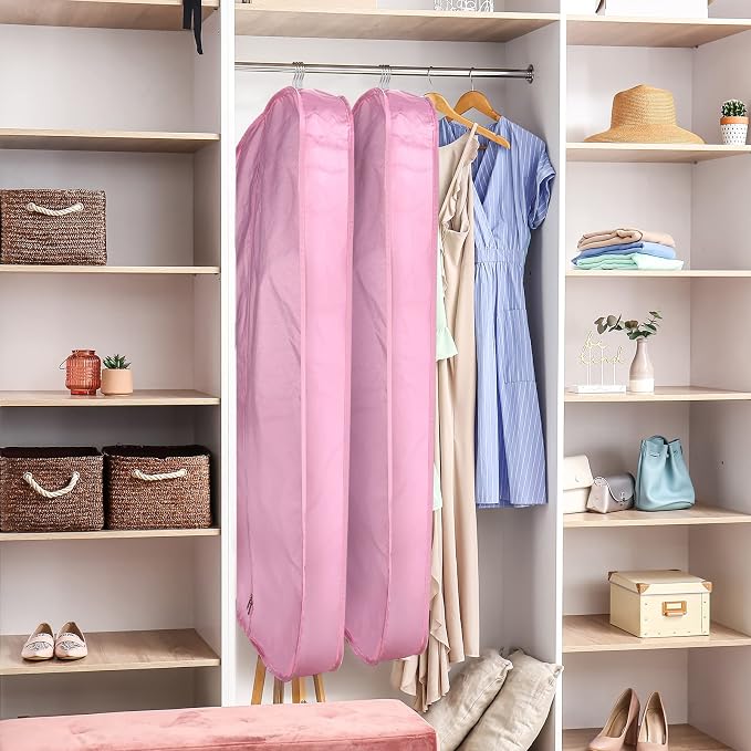 Limoomil Heavy Duty Waterproof Garment Bag for Travel, Tear Resistance Suit Bag for Women Travel for Suits, Tuxedos, Coats, Uniform. Pink, 42 inch… - Image 6