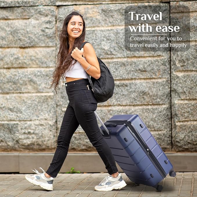 OLIXIS 20 Inch Carry-On Luggage, Hardside Suitcase with Spinner Wheels, Lightweight ABS Hard Shell Travel Luggage, TSA Approved Lock, Expandable Small Suitcase for Business & Travel–Blue - Image 10