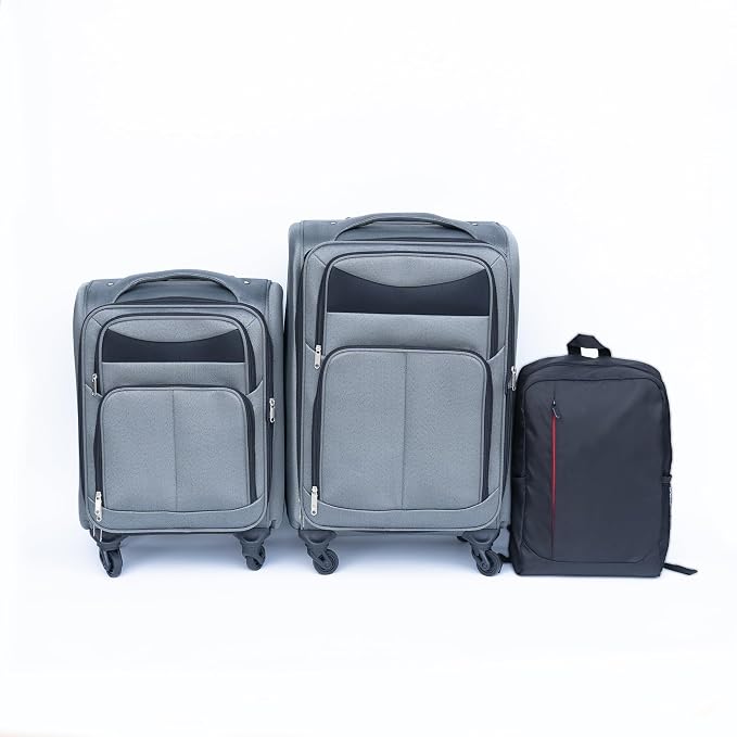 Merax Luggage Set Softshell 2 Piece 20/24 Expandable Suitcase with Backpack | Softside Lightweight Travel Carry on Luggage with Wheels,Gray - Image 6