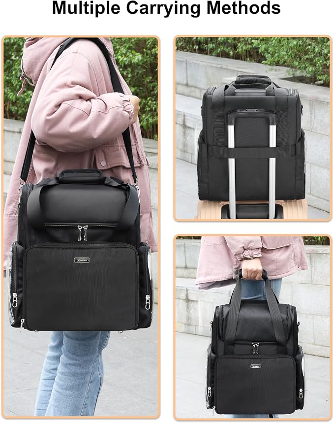 Relavel Hair Tools Travel Bag Hairstylist Traveling Bag Hairdresser Cosmetology Bag Storage Organizer Case for Hair Stylist Essentials, Barber Accessories with Adjustable Dividers and Shoulder Strap - Image 5