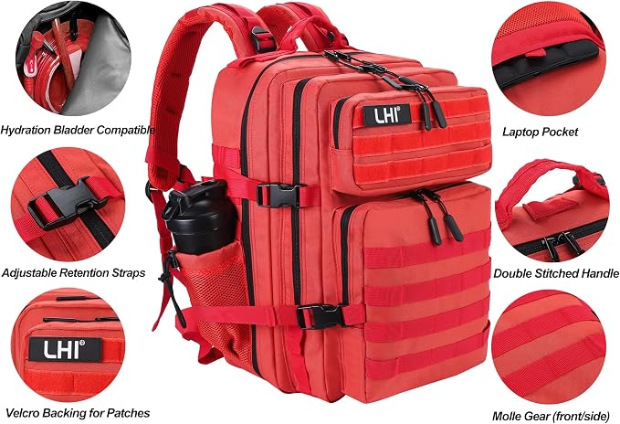 LHI Military Tactical Backpack for Men and Women 45L Army 3 Days Assault Pack Bag Large Rucksack with Molle System - Image 5