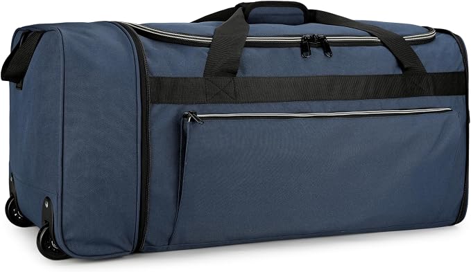 Uarition 70L Foldable Rolling Duffle Bag with Wheels, 28” Large Duffle Bag for Travel, Carry On Luggage Duffel Bag for Traveling/Camping/Moving, Water Resistant, Blue - Image 7