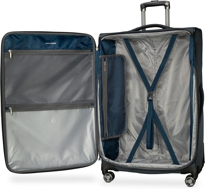 Ricardo Beverly Hills Avalon Softside Large Check-In Luggage Made with Sustainable 100% Recycled PET (rPET), Lightweight, Eco-Friendly Travel, Expandable, Dual Spinner Wheels, Storm Blue, 28-inch - Image 4