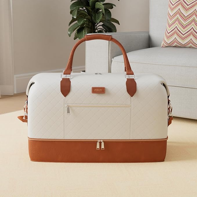 ITIEZY Weekender Overnight Bag for Women - Large Travel Duffel Bag with Shoe Compartment, Gym Duffel Bag Hospital Bag Carry On Tote Bags for Airplanes with Crossbody Bag Toiletry Bag 3Pcs Set - Image 2