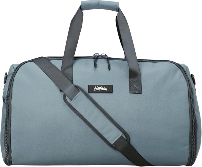 Halfday Convertible 2-in-1 Garment Duffel Weekender Bag 40L: Wrinkle-Free Travel (Hanging Suit Compartment, Shoe Pockets, Trolley Sleeve), Durable & Water-Resistant Carry-on, Coast by HalfdayTravel