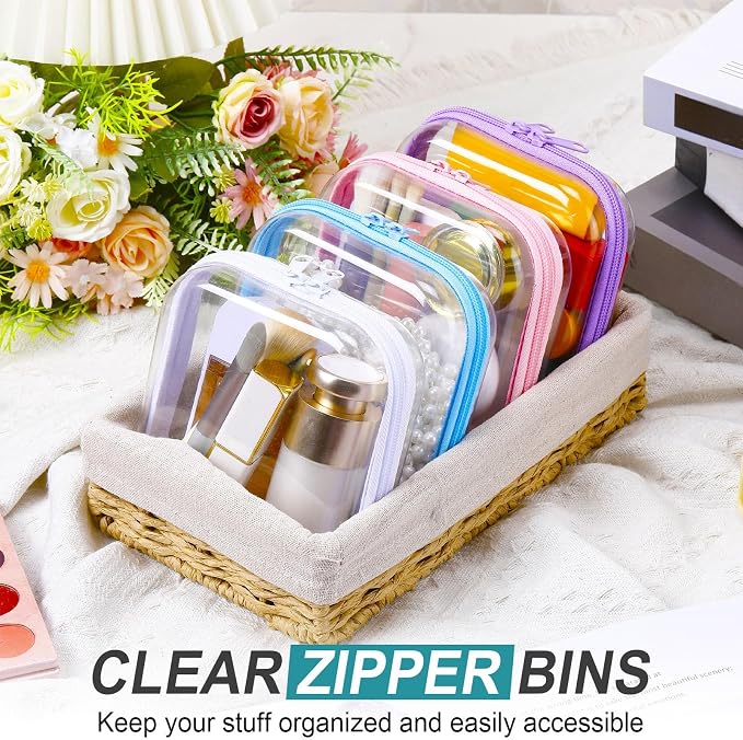 Hoolerry 4 Pcs Hard Clear Zipper Case Makeup Bags Plastic Zipper Pouch Transparent Storage Box Containers for Cosmetics, Snacks, Building Blocks, Puzzles(Clear,5 x 5 x 2 in,Multicolor) - Image 6