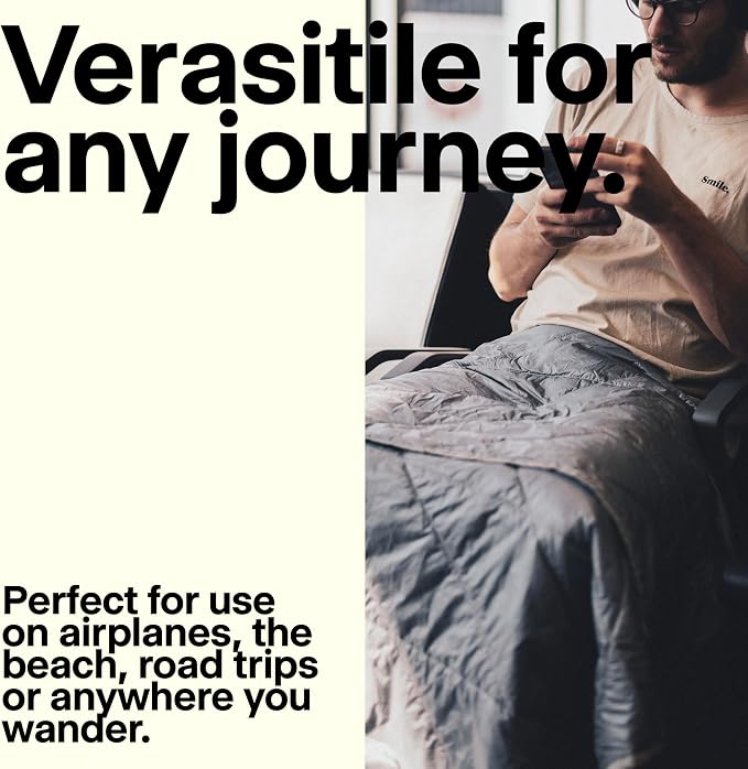 Gravel Layover Travel Blanket – Ultra-Light Compact Blanket for Camping and Outdoor Adventures - Down Alternative Portable Travel Blanket for Layovers & Road Trips (Quartz) - Image 7