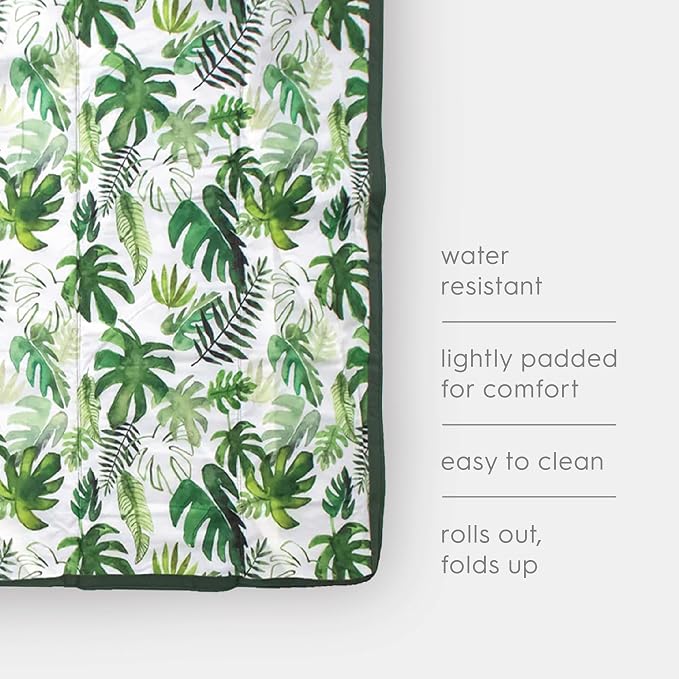 Little Unicorn 5'x5' Outdoor Family Picnic & Beach Blanket | Durable & Water-Resistant Fabric | Compact Fold & Easily Wipes Clean | Zipper Pocket (Tropical Leaf) - Image 6