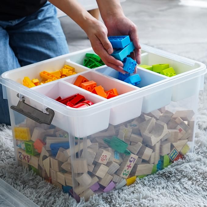 Citylife 17QT Clear Craft Organizers and Storage Box with Removable Tray | Stackable Art Supply Organizer Storage Bins with Lids for Beads, Markers, Sewing, Tools, Playdoh, Toys, Made in USA - Image 3