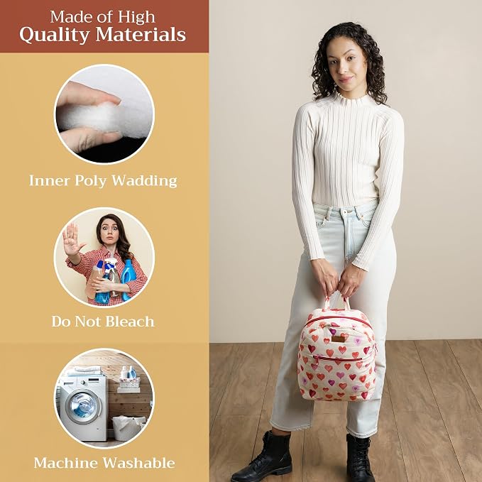 Maison d' Hermine Backpack for Women Men Cotton Shoulder Multipurpose Rucksack with Small Pouch Lightweight Multi Pocket Bag for Travel Work Beach Perfect for Spring Summer (Sweethearts) - Image 3