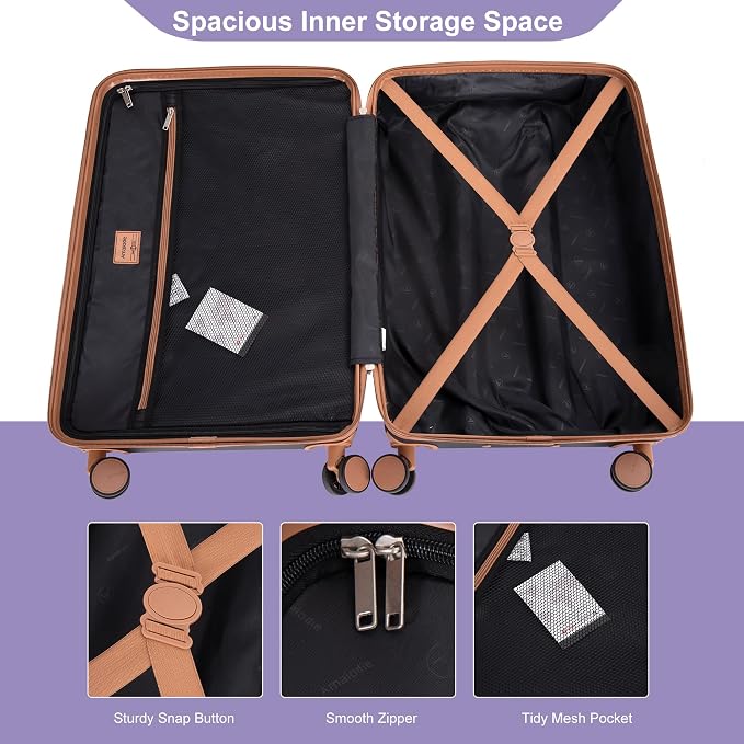 Amalodie Luggage Sets 5 Piece Suitcases with Double Spinner Wheel,Suitcase Set ABS Hard Case Luggage with TSA Lock and Durable Waterproof Travel Luggage - Image 3
