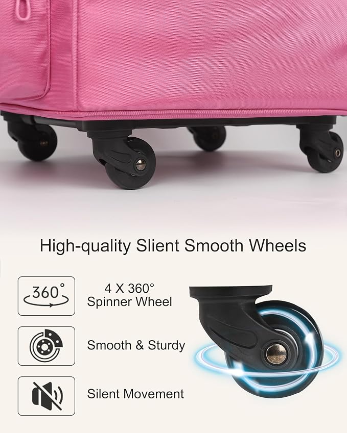 Relavel Rolling Makeup Train Case, Hairstylist Traveling Bag with 4 Wheels, Heat Insulation Full Layer, Adjustable Dividers, Hair Tools and Cosmetics Storage Organizer Trolley Suitcase, Rose Pink - Image 2