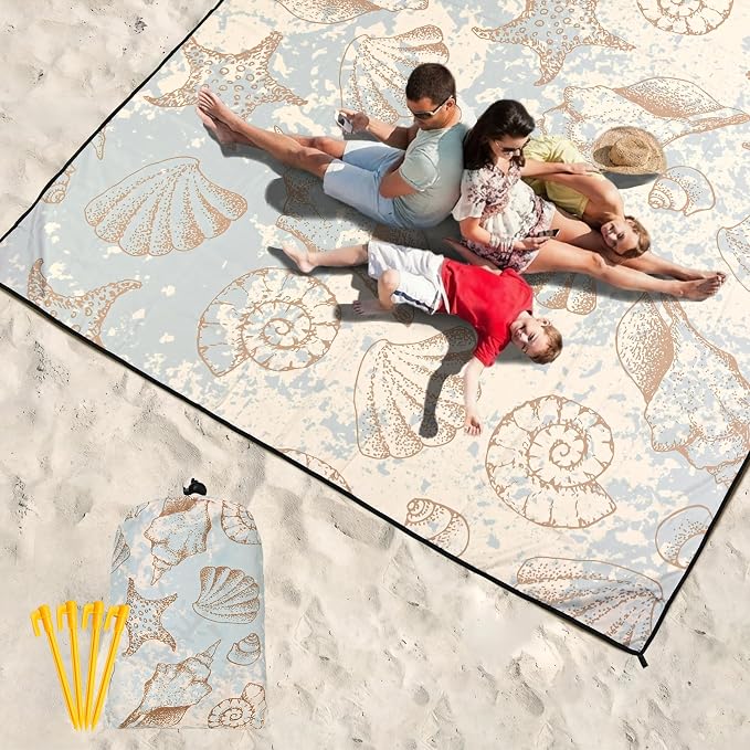 HIHOHO Beach Blanket Waterproof Sandproof Extra Large Beach Mat 79" X 83"/120"x108"for 1-8 Adults Quick Drying Durable Outdoor Picnic Mat for Beach Travel Camping Hiking - Image 6