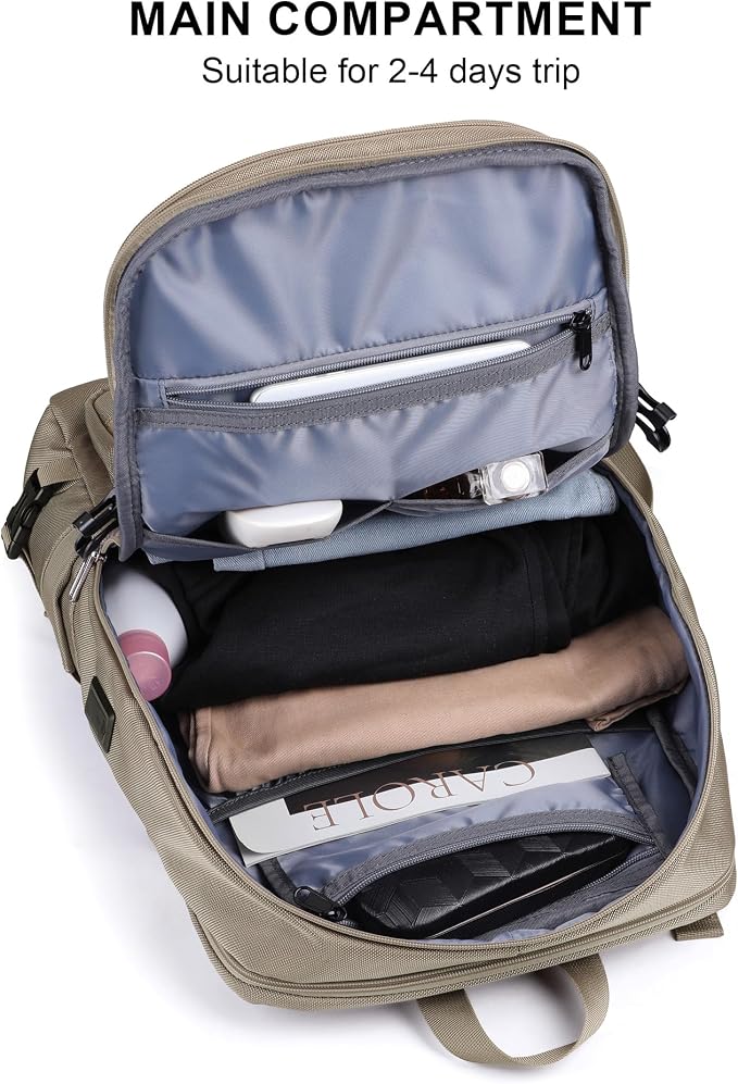 PIJUSHI Casual Travel Backpack for Women with 16" Padded Laptop Compartment | Carry On Luggage with USB Charging Port, 1680D Water-Resistant Nylon, Airline Approved, For Daily, Hiking - Image 7