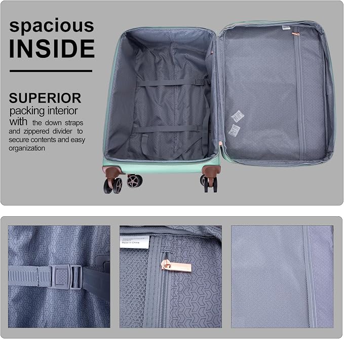 Travelhouse 4-Piece Softside Luggage Set with Spinner Wheels | Lightweight expandable suitcases: 16" underseat duffel bag + 20" carry-on + 24" + 28" checked - Image 6