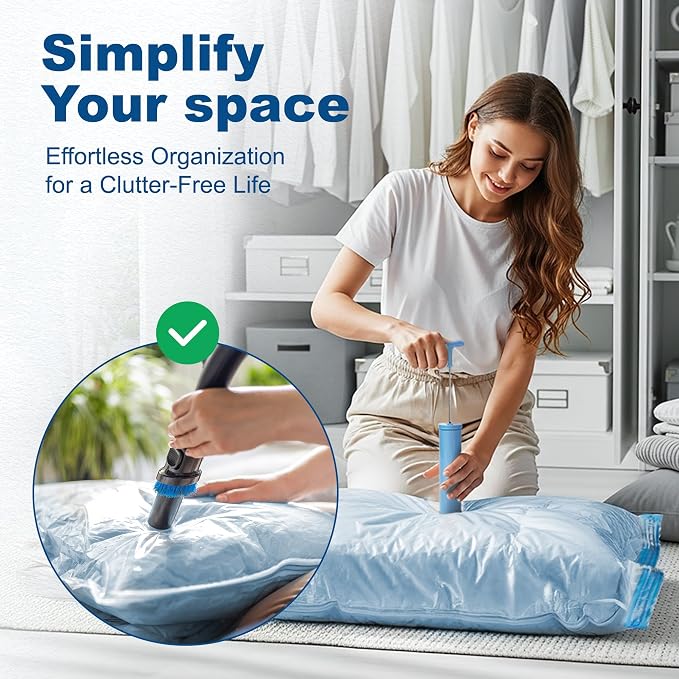 HOUSE DAY 10 Medium Vacuum Storage Bags with Pump,Space Saving Vacuum Seal Bags For Clothing Travel,Vacuum Storage Bags For Clothes, Bedding, Moving, Camping, Toys, Travel & Organization, Hand Pump - Image 6