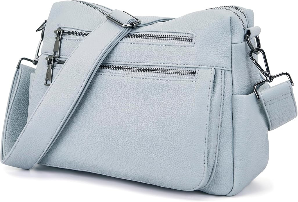 YZAOLL Large Crossbody Shoulder Bag for Women Vegan Leather Tote with Adjustable Wide Strap Work Purse with 10 Pockets