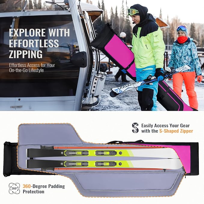 GoHimal Ski Bag & Boot Bag Combo, Padded Ski Carrier | Fits Skis Up to 200CM, Fits Boots Up to US13, Safety Reinforced, Water-Resistant, Ski Travel Bag - Image 3