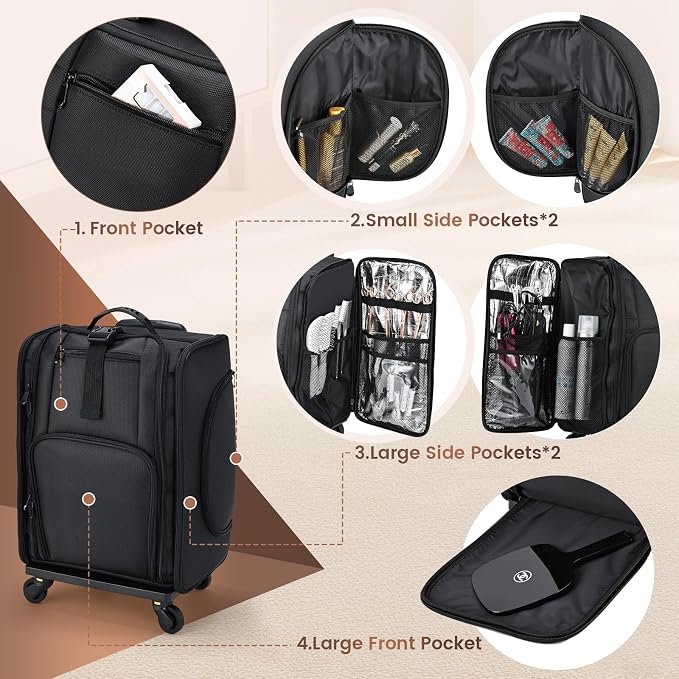 Stagiant Rolling Makeup Case Professional Travel Makeup Organizer Make up Storage Cosmetic Trolley Suitcase Makeup Storage - Image 2