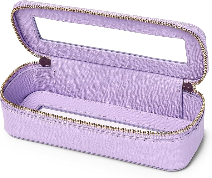 Makeup Brush Bag, Purple, SLIM | Clear, Travel Cosmetic Case, Brush Holder, Waterproof, Zipper Purse Organizer by LOFOWN