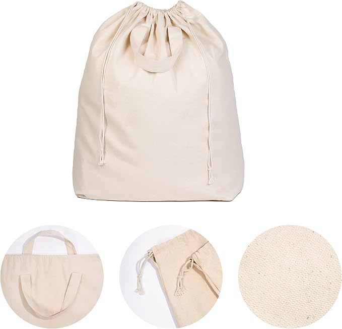 Canvas Laundry Bags - Extra Large, Heavy Duty, 100% Cotton Laundry Bag with Straps, Handles, and Drawstring - College Dorm Laundry Bag in XL Size - Washable, Foldable Laundry Basket Liner (2 Pack) - Image 7