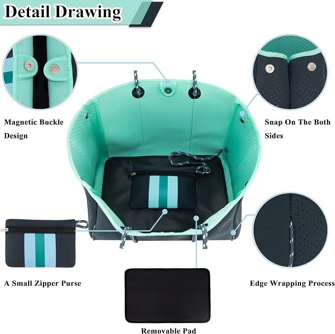 QOGiR Neoprene Multipurpose Beach Bag Tote with Inner Zipper Pocket … … … … - Image 4