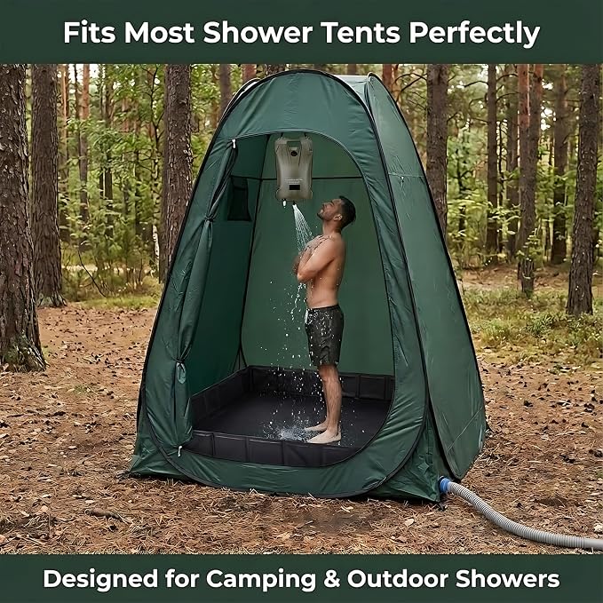 Upgraded Portable Shower Pan 41" x 41" x 5", Foldable Camping Shower Base with Waterproof Storage Bag, Dual Drain Holes, for RV Camping Outdoor Indoor & Portable Showers - Image 2