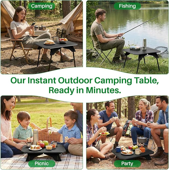 TOPCHANCES Folding Camping Table, Ultralight Aluminum Portable Table with Adjustable Height, 2-in-1 Carry Bag for Outdoor Picnic, Travel, Beach, BBQ & Festival (Black) - Image 8