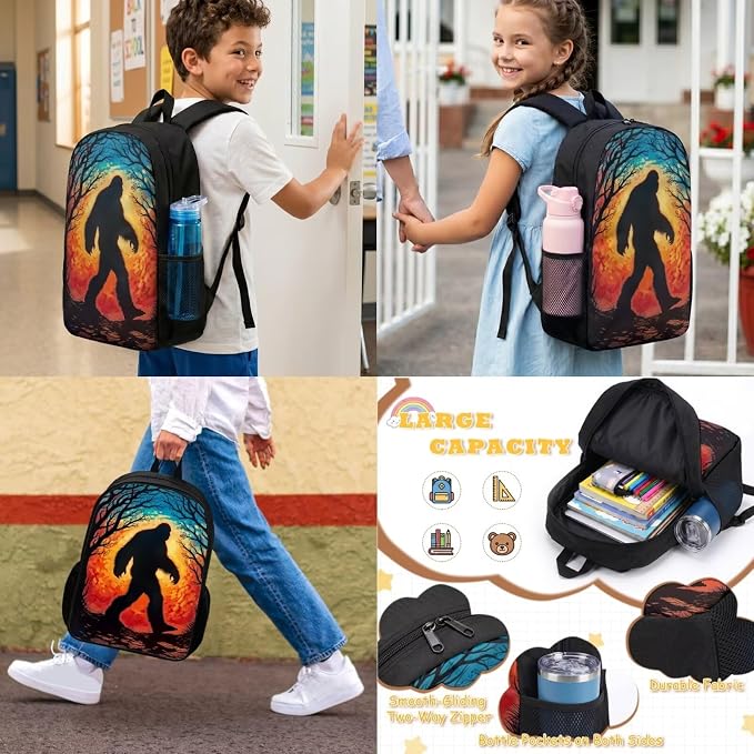 Bigfoot Backpack with Lunch Box Kids Boys 2nd Grade Elementary School Bookbag and Lunchbox Set Age 6-8-10 Starry Night Back Pack 17in 4PCS Preschool Book Bag - Image 3
