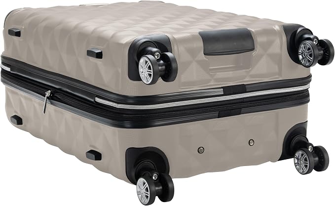 Kenneth Cole REACTION Diamond Tower Collection Lightweight Hardside Expandable 8-Wheel Spinner Travel Luggage, Rye, 20-Inch Checked - Image 4
