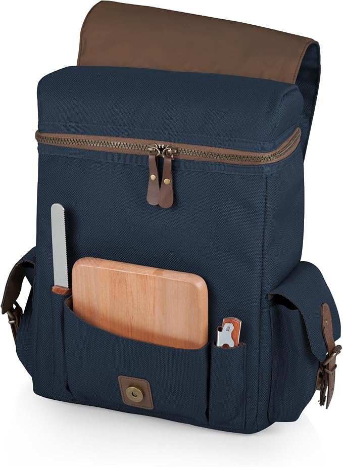 LEGACY - a Picnic Time brand Moreno 3-Bottle Wine & Cheese Tote, Padded Wine Carry Tote Bag with Handle and Adjustable Shoulder Strap, (Navy Blue) - Image 2