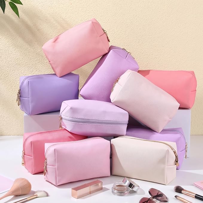 50 Pcs Makeup Bag Bulk PU Leather DIY Cosmetic Plain Preppy Makeup Pouch Portable Waterproof Toiletry Bags for Women Travel Pencil Case Cosmetic Organizer (Pink Purple) - Image 7